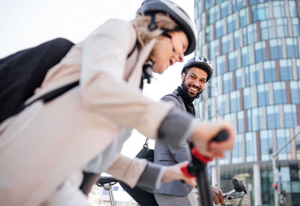 Business people on the way to work
